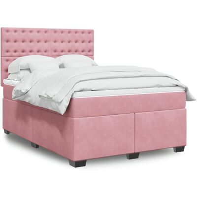 Cama Rosa de Terciopelo con Luces LED - Cama con Colchón Cama Rosa de Terciopelo con Luces LED - Cama con Colchón