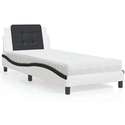 Vidaxl - Cama con colchón de cuero sintético Blanco y Negro 80x200 cm - Cama con Colchón Vidaxl - Cama con colchón de cuero sintético Blanco y Negro 80x200 cm - Cama con Colchón