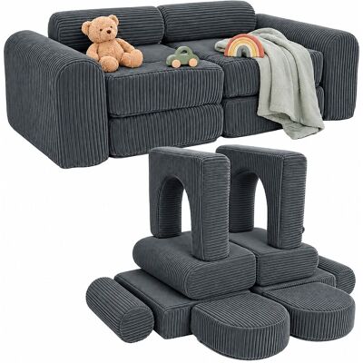 Relaxdays Sofá Modular Infantil, 10 Pzas., Bloques Suaves, Pana, Gris, 32 X 108 X 50 Cm Relaxdays Sofá Modular Infantil, 10 Pzas., Bloques Suaves, Pana, Gris, 32 X 108 X 50 Cm