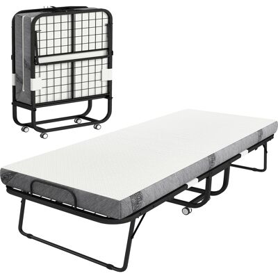 JHY DESIGN Cama De Invitados, Cama Plegable, Cama De Viaje Con Ruedas, Colchón, Acero, Blanco+negro JHY DESIGN Cama De Invitados, Cama Plegable, Cama De Viaje Con Ruedas, Colchón, Acero, Blanco+negro