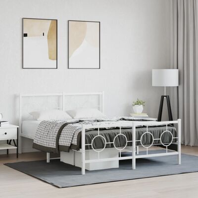 vidaXL Estructura cama - Metal - Blanco - 140x200 - Estructura para colchón 140x200 - Diseño moderno vidaXL Estructura cama - Metal - Blanco - 140x200 - Estructura para colchón 140x200 - Diseño moderno