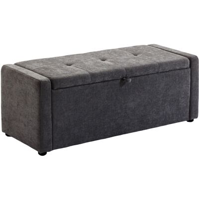JHY DESIGN Banco De Almacenamiento, Banco Para El Pie De La Cama, Reposapiés Tapizado En Lino Con Asiento Ancho, 122 X 48 X 44 Cm, Gris Oscuro. JHY DESIGN Banco De Almacenamiento, Banco Para El Pie De La Cama, Reposapiés Tapizado En Lino Con Asiento Ancho, 122 X 48 X 44 Cm, Gris Oscuro.