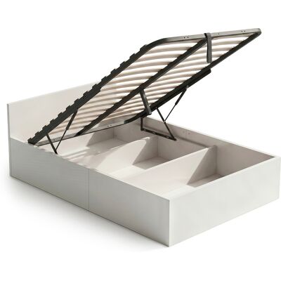 AKORD Cama Con Canapé Abatible 100x200 Cm Somier Elevable De Metal Blanco AKORD Cama Con Canapé Abatible 100x200 Cm Somier Elevable De Metal Blanco