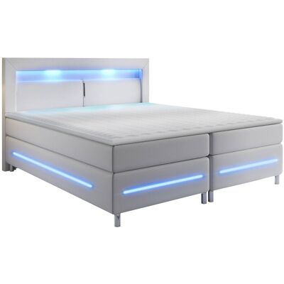 MIRJAN24 Mobilier1 - Cama Continental Nashville 109, Blando 10, Continental, Doble, 140x200, Cuero Ecológico, Somieres, 140x210x115cm, Led MIRJAN24 Mobilier1 - Cama Continental Nashville 109, Blando 10, Continental, Doble, 140x200, Cuero Ecológico, Somieres, 140x210x115cm, Led