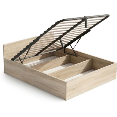 AKORD Cama Con Canapé Abatible 140x200 Cm Somier Elevable De Metal Roble Sonoma AKORD Cama Con Canapé Abatible 140x200 Cm Somier Elevable De Metal Roble Sonoma