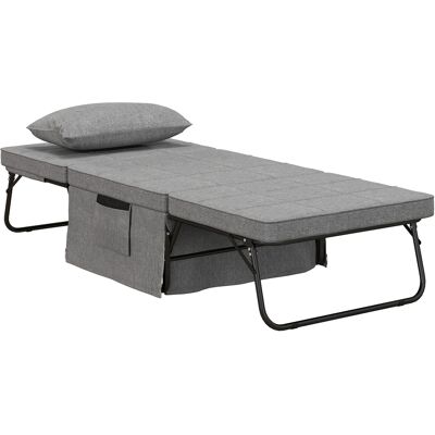JHY DESIGN Cama Plegable 4 En 1, Cama De Invitados, Altura Regulable, Colchón, Bolsillos Laterales, Estructura Metálica, Gris, 188 X 75 X 38 Cm JHY DESIGN Cama Plegable 4 En 1, Cama De Invitados, Altura Regulable, Colchón, Bolsillos Laterales, Estructura Metálica, Gris, 188 X 75 X 38 Cm
