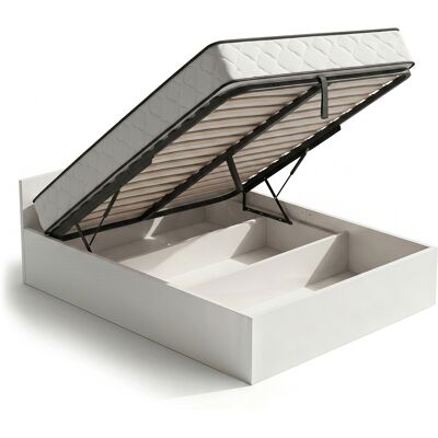 AKORD Cama Con Canapé Abatible 140x200 Cm Somier Elevable De Metal Y Colchón De Muelles Blanco AKORD Cama Con Canapé Abatible 140x200 Cm Somier Elevable De Metal Y Colchón De Muelles Blanco