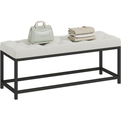 JHY DESIGN Banco Tapizado En Terciopelo Color Crema, Para Colocar A Los Pies De La Cama, Con Patas Metálicas. Ideal Para El Dormitorio, El Pasillo O El Salón. JHY DESIGN Banco Tapizado En Terciopelo Color Crema, Para Colocar A Los Pies De La Cama, Con Patas Metálicas. Ideal Para El Dormitorio, El Pasillo O El Salón.
