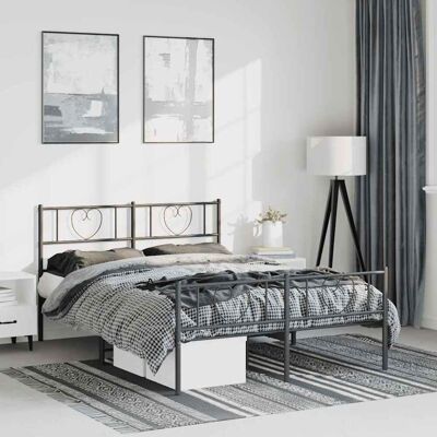 Estructura de cama Maisonchic con cabecero y pie de cama de metal - Negro - 135x190cm Estructura de cama Maisonchic con cabecero y pie de cama de metal - Negro - 135x190cm