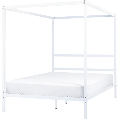 Cama con dosel de metal blanco Beliani - Tamaño doble - Estilo minimalista moderno Cama con dosel de metal blanco Beliani - Tamaño doble - Estilo minimalista moderno
