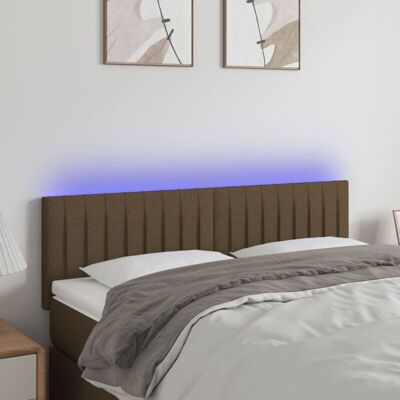 Cabecero con LED marrón oscuro - Ajustable, 144x5x78/88 cm Cabecero con LED marrón oscuro - Ajustable, 144x5x78/88 cm