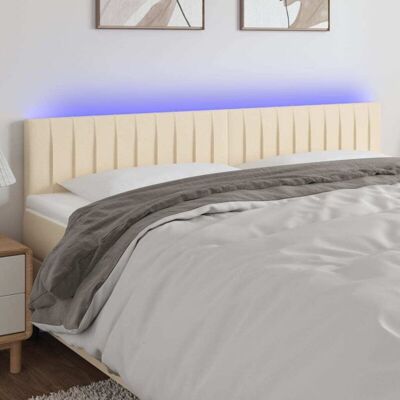 Cabecero con LED en crema 160x5x78/88 cm Tela - Cabecero Cabecero con LED en crema 160x5x78/88 cm Tela - Cabecero
