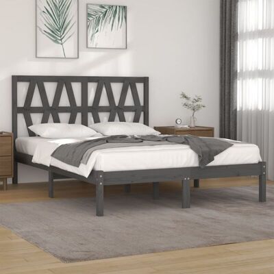 Vidaxl - Estructura De Cama De Madera Maciza De Pino Gris 200x200 Cm Vidaxl - Estructura De Cama De Madera Maciza De Pino Gris 200x200 Cm