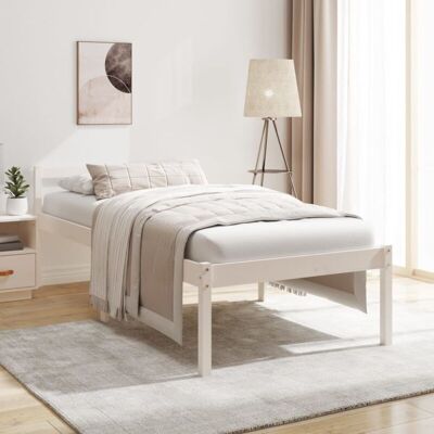 Cama de pino blanca vidaXL - Base de cama de madera maciza para colchón 90x190 cm Cama de pino blanca vidaXL - Base de cama de madera maciza para colchón 90x190 cm