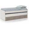 DUEHOME Cama doble juvenil Ares Blanco Alpes - Basalto 198cm (ancho) x 69cm (alto) - Blanco Alpes - Basalto