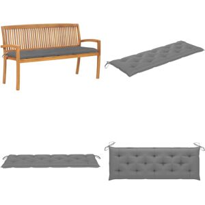 VIDAXL Banco De Jardín Apilable Con Cojín Madera Maciza De Teca 159 Cm - Banco De Exterior - Banco De Madera VIDAXL Banco De Jardín Apilable Con Cojín Madera Maciza De Teca 159 Cm - Banco De Exterior - Banco De Madera