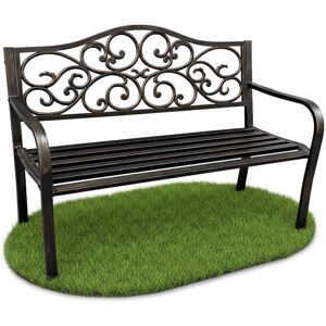 AKORD Banco De Jardín Irga Marrón Con Patas De Acero Y Respaldo De Hierro Fundido De 127 Cm De Ancho AKORD Banco De Jardín Irga Marrón Con Patas De Acero Y Respaldo De Hierro Fundido De 127 Cm De Ancho