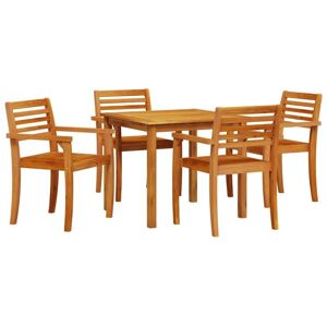 Conjunto de comedor de jardín de madera de acacia - 5 piezas mesa cuadrada y sillas Conjunto de comedor de jardín de madera de acacia - 5 piezas mesa cuadrada y sillas