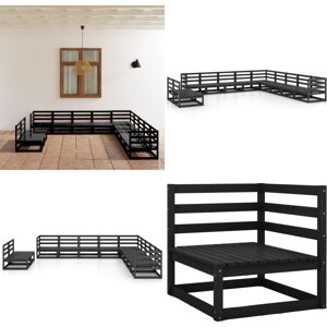 VIDAXL Juego De Muebles De Jardín 11 Pzas Y Cojines Negro Madera Pino - Muebles De Exterior - Sofás De Jardín VIDAXL Juego De Muebles De Jardín 11 Pzas Y Cojines Negro Madera Pino - Muebles De Exterior - Sofás De Jardín