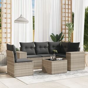 Vidaxl - Set De Sofás De Jardín 6 Pzas Y Cojines Ratán Sintético Gris Vidaxl - Set De Sofás De Jardín 6 Pzas Y Cojines Ratán Sintético Gris