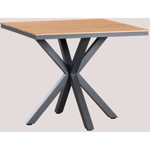 Sklum - Mesa De Jardín Cuadrada 90x90 Cm En Madera De Eucalipto Y Aluminio Archer Sklum - Mesa De Jardín Cuadrada 90x90 Cm En Madera De Eucalipto Y Aluminio Archer