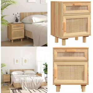 VIDAXL Mesita De Noche Madera Maciza Pino Marrón Y Ratán Natural - Madera Maciza - Ratán Natural VIDAXL Mesita De Noche Madera Maciza Pino Marrón Y Ratán Natural - Madera Maciza - Ratán Natural