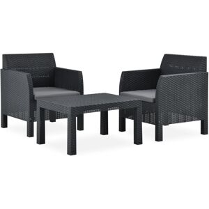 Helloshop26 - Muebles De Jardín Muebles De Exterior Juego De Muebles De 3 Piezas Con Cojines Pp Ratán Antracita 020015988 Helloshop26 - Muebles De Jardín Muebles De Exterior Juego De Muebles De 3 Piezas Con Cojines Pp Ratán Antracita 020015988