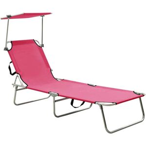 Vidaxl - Tumbona Plegable Con Toldo De Acero Rosa Magenta Vidaxl - Tumbona Plegable Con Toldo De Acero Rosa Magenta