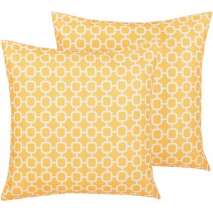 Beliani Cojines de Exterior - Patrón Geométrico, 40x40 cm, Amarillo Beliani Cojines de Exterior - Patrón Geométrico, 40x40 cm, Amarillo