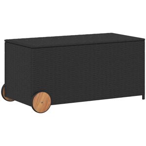 Vidaxl - Caja De Almacenaje Jardín Con Ruedas Ratán Sintético Negro 190l Vidaxl - Caja De Almacenaje Jardín Con Ruedas Ratán Sintético Negro 190l