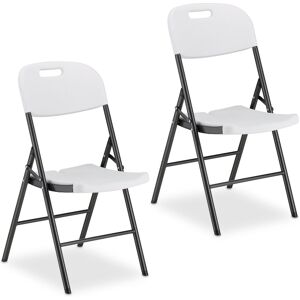 Relaxdays - Silla Plegable, Set De 2 Asientos De Jardín Y Balcón, Hasta 150 Kg, Resistentes Intemperie, Blanco Relaxdays - Silla Plegable, Set De 2 Asientos De Jardín Y Balcón, Hasta 150 Kg, Resistentes Intemperie, Blanco