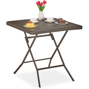 Relaxdays - Mesa De Jardín Efecto Madera, Cuadrada, 74x78x78 Cm, Mesita Balcón, Plástico, Metal, Mesilla Exterior, Marrón Relaxdays - Mesa De Jardín Efecto Madera, Cuadrada, 74x78x78 Cm, Mesita Balcón, Plástico, Metal, Mesilla Exterior, Marrón