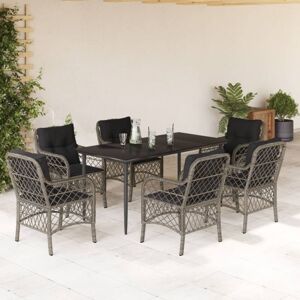 AVIMAC Set Comedor Jardín 7 Pzas Y Cojines Ratán Sintético Gris AVIMAC Set Comedor Jardín 7 Pzas Y Cojines Ratán Sintético Gris