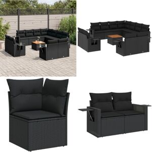 VIDAXL Set De Sofás De Jardín 12 Piezas Cojines Ratán Sintético Negro - Cojines De Jardín - Muebles De Exterior VIDAXL Set De Sofás De Jardín 12 Piezas Cojines Ratán Sintético Negro - Cojines De Jardín - Muebles De Exterior