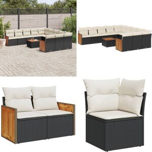 VIDAXL Set De Sofás De Jardín 12 Piezas Cojines Ratán Sintético Negro - Sofás De Jardín - Muebles De Exterior VIDAXL Set De Sofás De Jardín 12 Piezas Cojines Ratán Sintético Negro - Sofás De Jardín - Muebles De Exterior