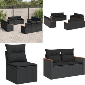 VIDAXL Set De Sofás De Jardín 12 Piezas Cojines Ratán Sintético Negro - Sofás De Jardín - Muebles De Exterior VIDAXL Set De Sofás De Jardín 12 Piezas Cojines Ratán Sintético Negro - Sofás De Jardín - Muebles De Exterior