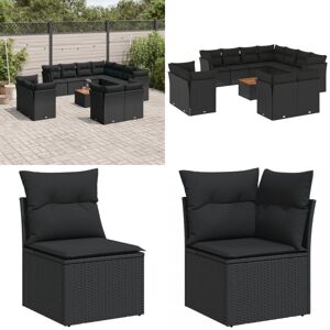 VIDAXL Set De Sofás De Jardín 12 Piezas Cojines Ratán Sintético Negro - Sofás De Jardín - Muebles De Exterior VIDAXL Set De Sofás De Jardín 12 Piezas Cojines Ratán Sintético Negro - Sofás De Jardín - Muebles De Exterior