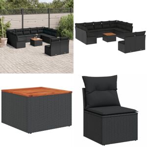 VIDAXL Set De Sofás De Jardín 12 Piezas Cojines Ratán Sintético Negro - Sofás De Jardín - Muebles De Exterior VIDAXL Set De Sofás De Jardín 12 Piezas Cojines Ratán Sintético Negro - Sofás De Jardín - Muebles De Exterior