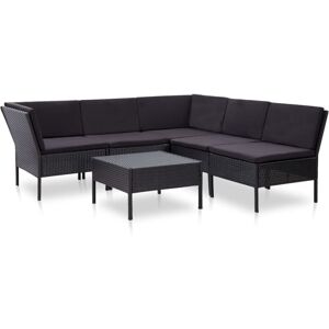 Set Muebles De Jardín 6 Piezas Y Cojines Ratán Sintético Negro Vidaxl Set Muebles De Jardín 6 Piezas Y Cojines Ratán Sintético Negro Vidaxl
