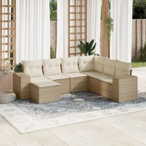 AVIMAC Set Sofás De Jardín 7 Piezas Y Cojines Ratán Sintético Beige AVIMAC Set Sofás De Jardín 7 Piezas Y Cojines Ratán Sintético Beige