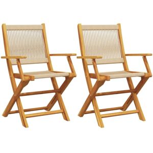 Vidaxl - Sillas De Jardín 2 Uds Madera Maciza Acacia Polipropileno Beige Vidaxl - Sillas De Jardín 2 Uds Madera Maciza Acacia Polipropileno Beige
