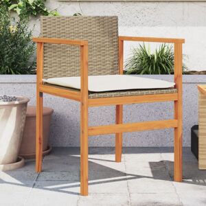 Vidaxl - Sillas De Jardín Con Cojín 2 Uds Ratán Pe Beige Y Madera Acacia Vidaxl - Sillas De Jardín Con Cojín 2 Uds Ratán Pe Beige Y Madera Acacia