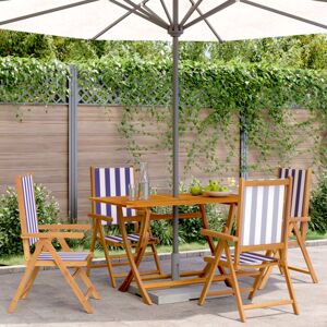 Vidaxl - Sillas Jardín Reclinables 4 Uds Madera Maciza Tela Azul Blanco Vidaxl - Sillas Jardín Reclinables 4 Uds Madera Maciza Tela Azul Blanco