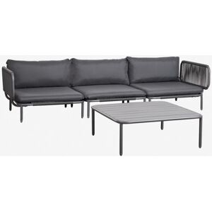 Sklum - Sofá Modular De Jardín De 3 Piezas Con 2 Sillones Esquineros Y Mesa De Centro Roubly Sklum - Sofá Modular De Jardín De 3 Piezas Con 2 Sillones Esquineros Y Mesa De Centro Roubly