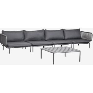 Sklum - Sofá Modular De Jardín De 4 Piezas Con 2 Sillones Esquineros Y Mesa De Centro Roubly Sklum - Sofá Modular De Jardín De 4 Piezas Con 2 Sillones Esquineros Y Mesa De Centro Roubly