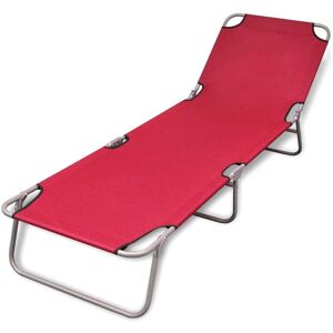 Vidaxl - Tumbona Plegable De Acero Con Recubrimiento Polvo Rojo Vidaxl - Tumbona Plegable De Acero Con Recubrimiento Polvo Rojo