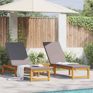 Conjunto de 2 tumbonas de madera de acacia con cojines - Muebles de exterior Conjunto de 2 tumbonas de madera de acacia con cojines - Muebles de exterior