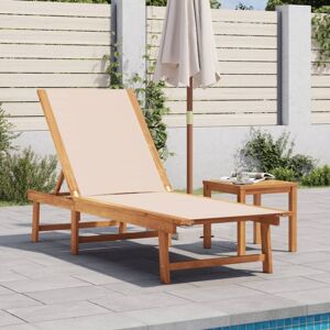 Vidaxl - Tumbona De Madera Maciza De Acacia Y Textileno Crema Vidaxl - Tumbona De Madera Maciza De Acacia Y Textileno Crema