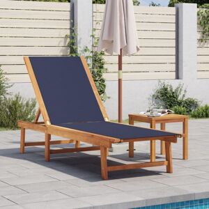 Vidaxl - Tumbona De Madera Maciza De Acacia Y Textileno Azul Vidaxl - Tumbona De Madera Maciza De Acacia Y Textileno Azul