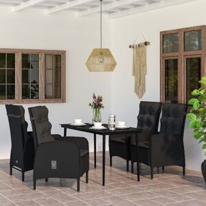Juego De Comedor De Jardín 5 Piezas Con Cojines Negro Vidaxl Juego De Comedor De Jardín 5 Piezas Con Cojines Negro Vidaxl